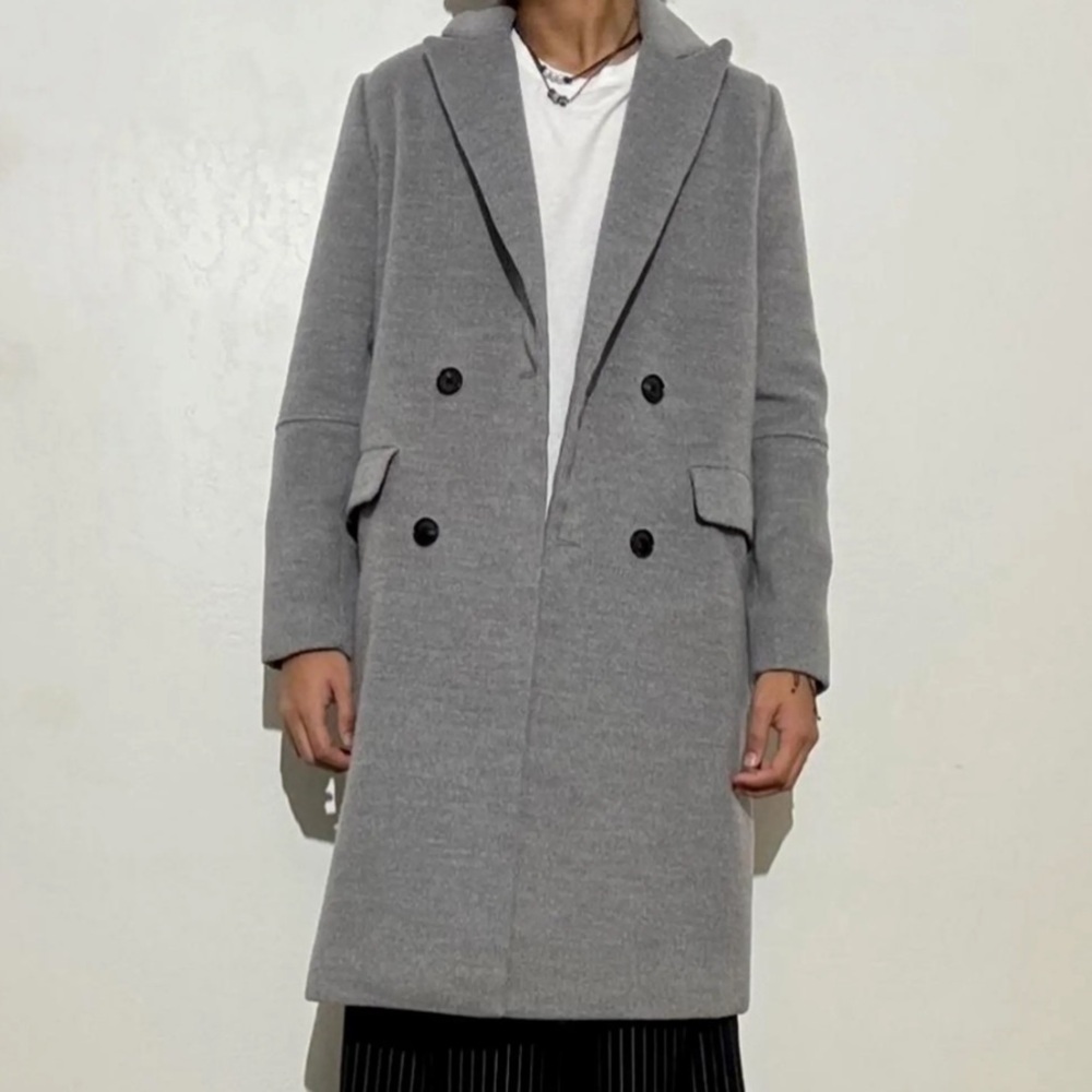 Forever 21 Women’s Grey Double-Breasted Pea Coat